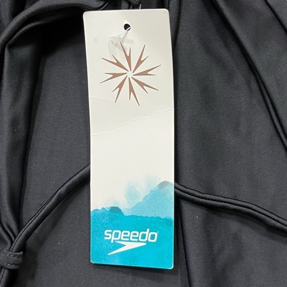 Speedo NWT One Piece Thin Strap Criss-Cross Strappy Back Black Swim Suit XS - Picture 5 of 9